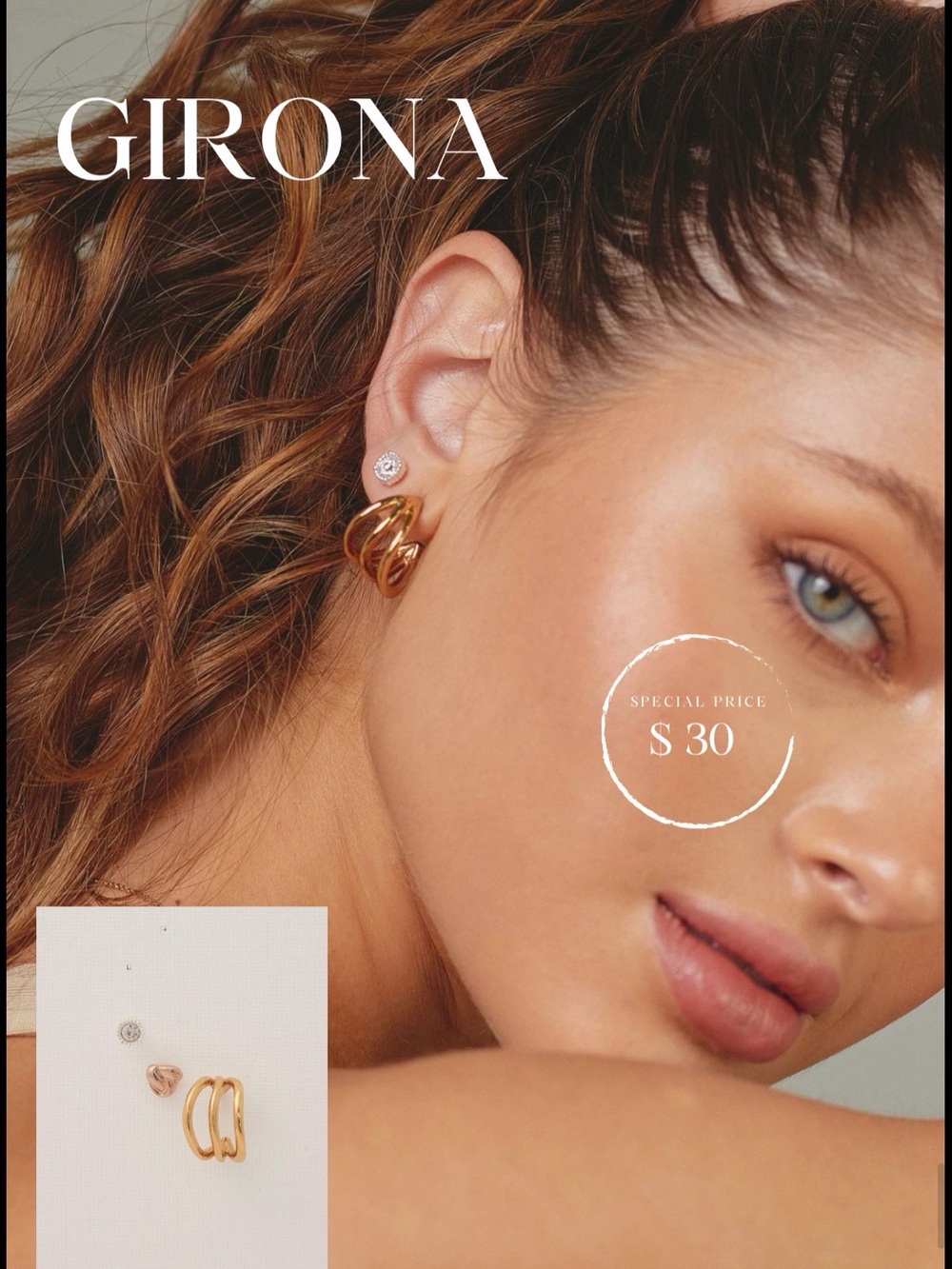 Girona Gold Twisted Triple Hoop Earrings